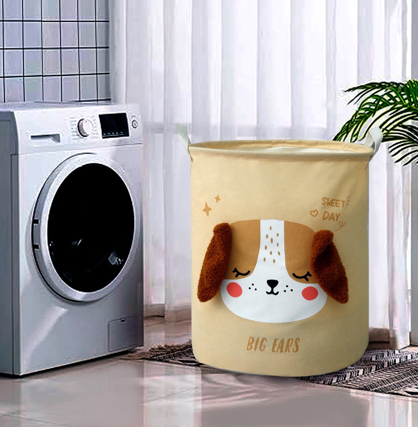 Kids Collapsible Laundry Basket-Beige Puppet Apricot