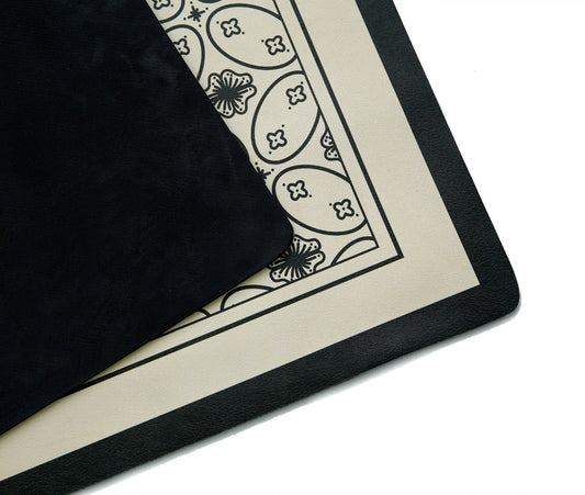 AntiSkid Dish Drying Heat & Water Protector Mat-SA-2553-2(Black Flowers) Rugs Apricot