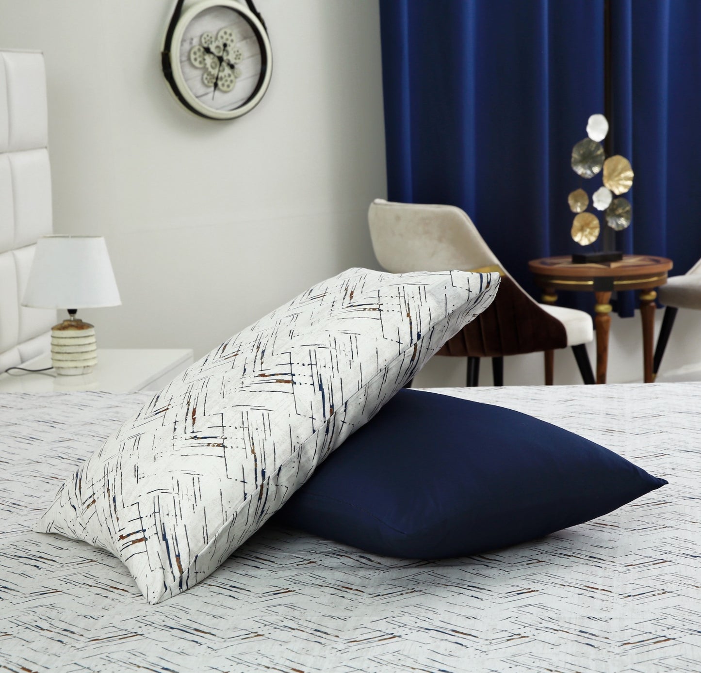 8 PCs Winter Comforter Set-Blue Texture Comforters Apricot