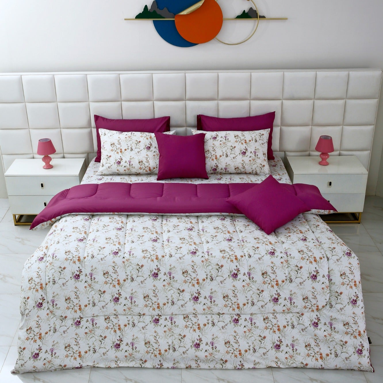 8 PCs Winter Comforter Set-Plum Petal Comforters Apricot