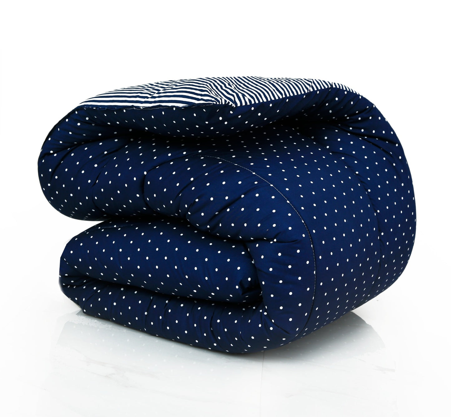 8 PCs Winter Comforter Set-Blue Polka Comforters Apricot