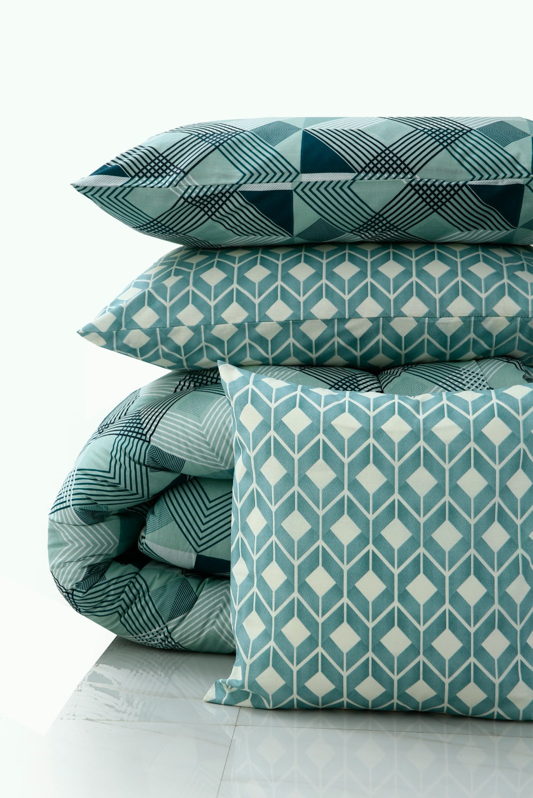 1 PC Double Winter Comforter-Mint Geometric Comforters Apricot