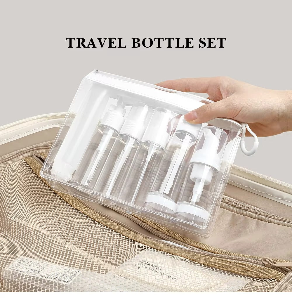 7PCs BPA Free Portable Toiletry Containers Set-(SA2405-283) Cosmetic Pouches Apricot