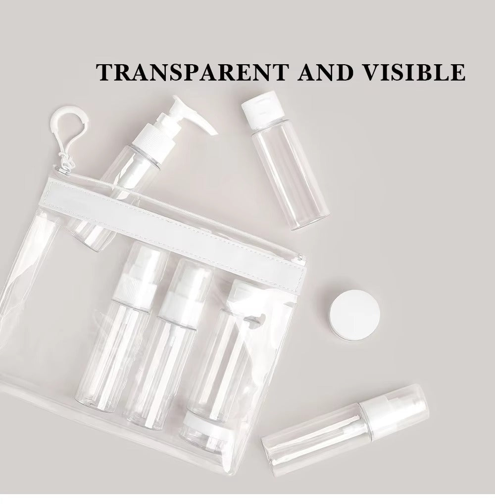 7PCs BPA Free Portable Toiletry Containers Set-(SA2405-283) Cosmetic Pouches Apricot