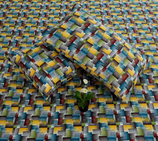 2Pcs Single Bed Sheet- 15296 Gradient single bed sheet Apricot