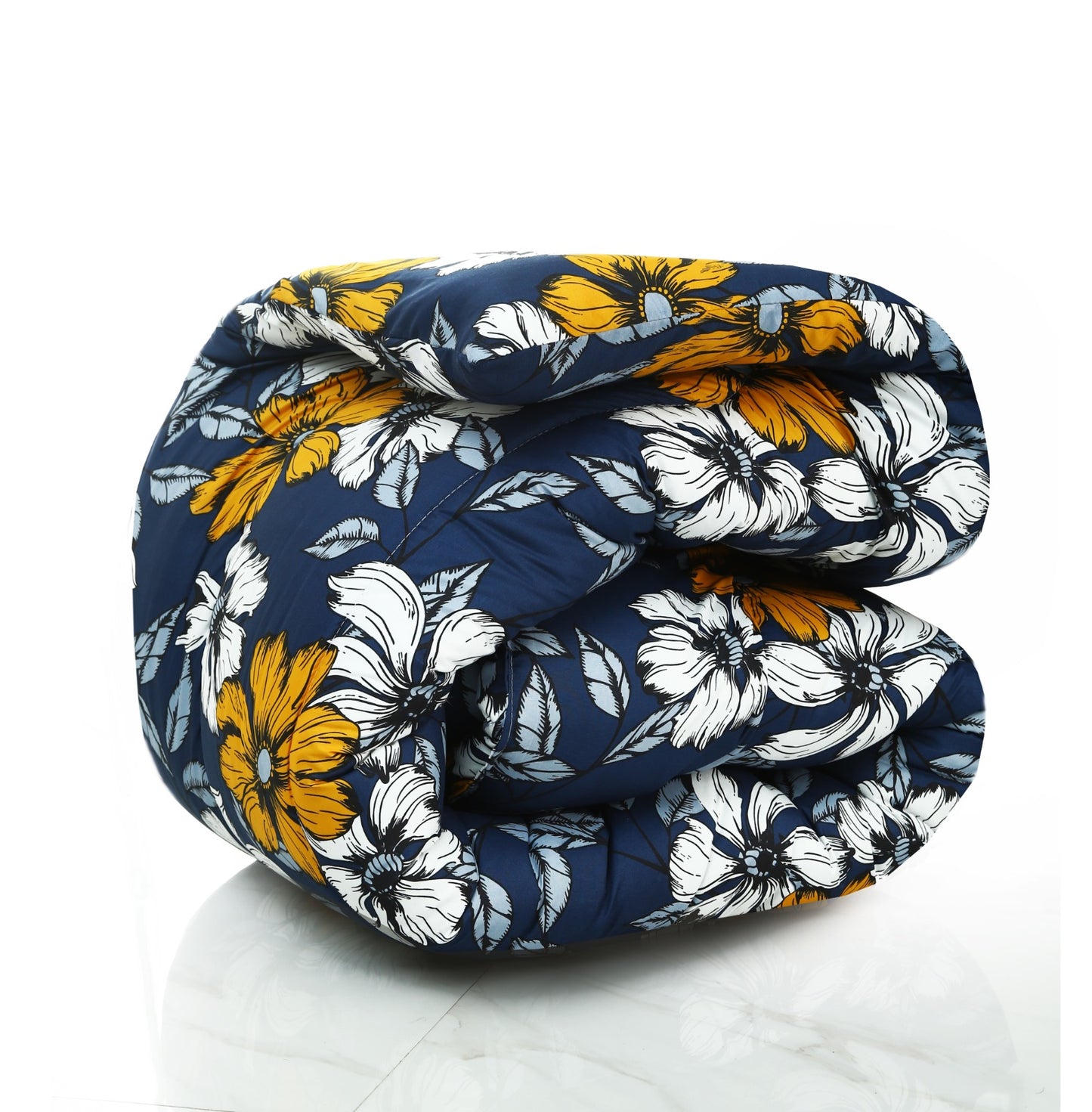 1 PC Single Comforter-White Flower Comforters Apricot