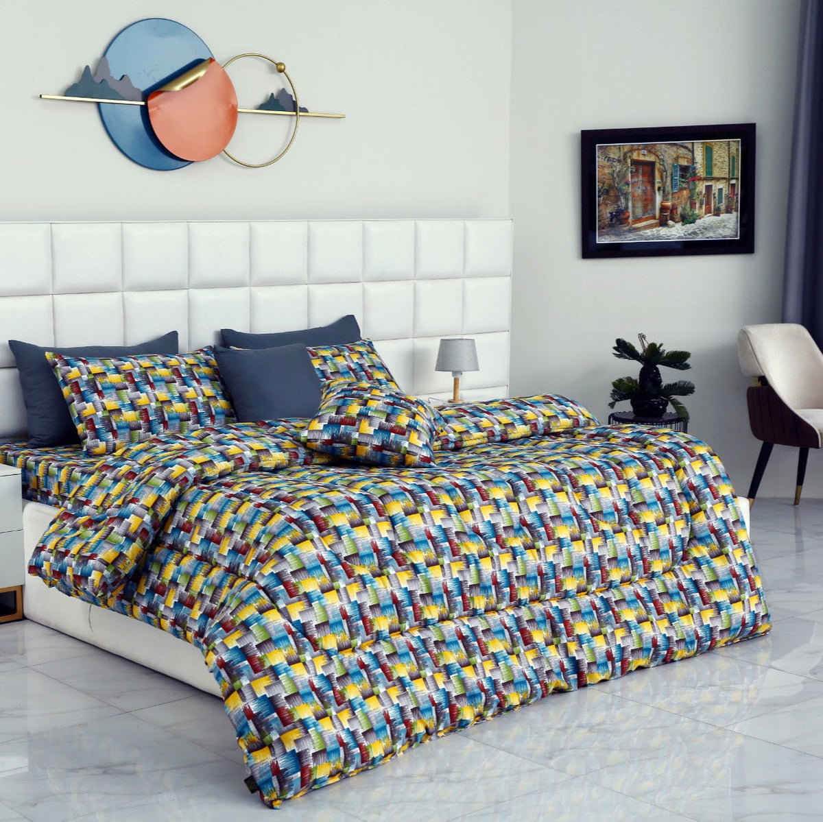 8 PCs Winter Razai Set-Multi Ombre Comforters Apricot