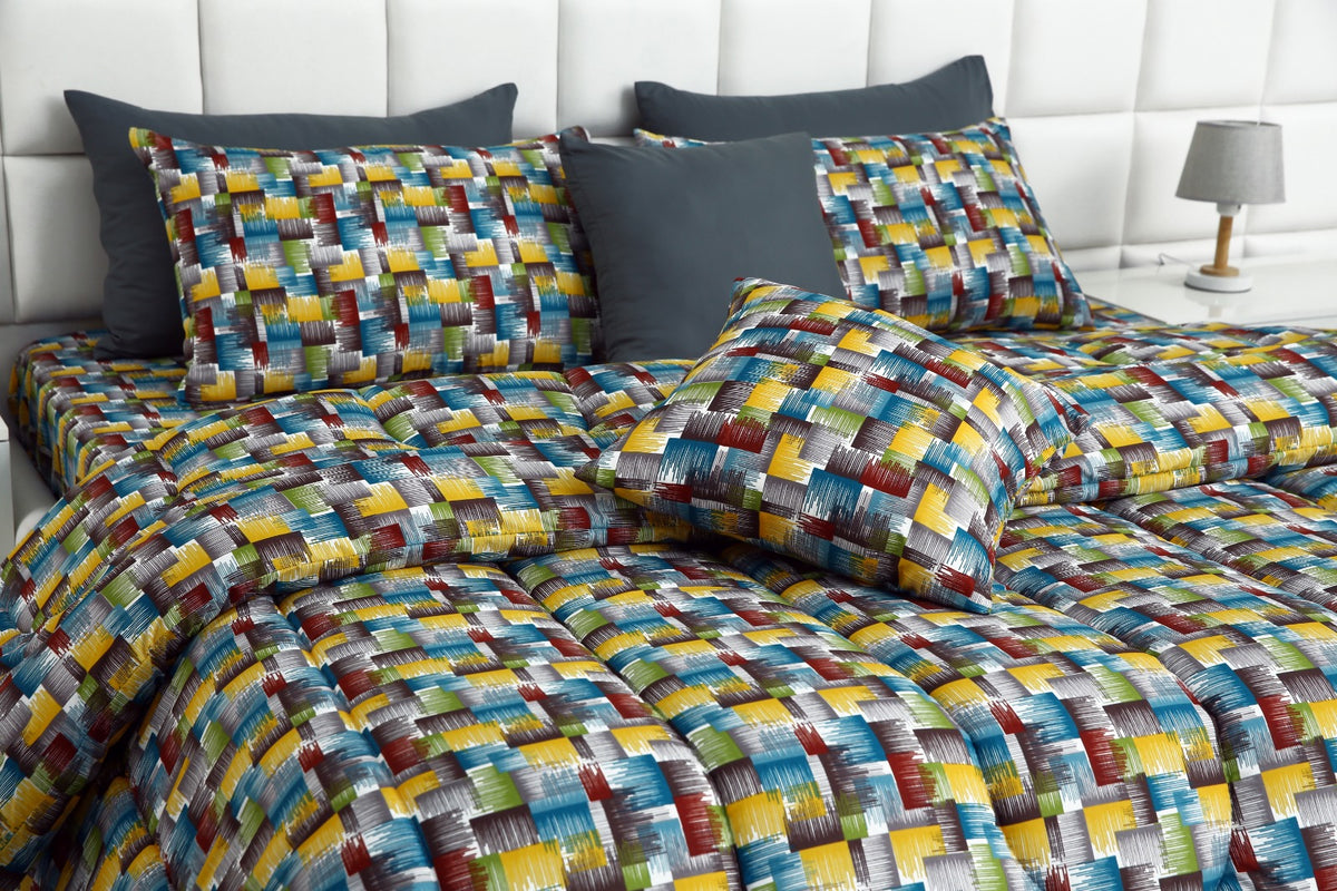 8 PCs Winter Razai Set-Multi Ombre Comforters Apricot