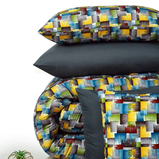 8 PCs Winter Comforter Set-Multi Ombre (Grey Reverse) Comforters Apricot