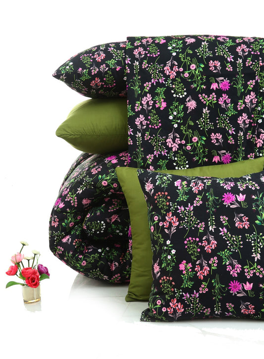 8 PCs Winter Comforter Set-Crocus(With Olive Reverse) Comforters Apricot