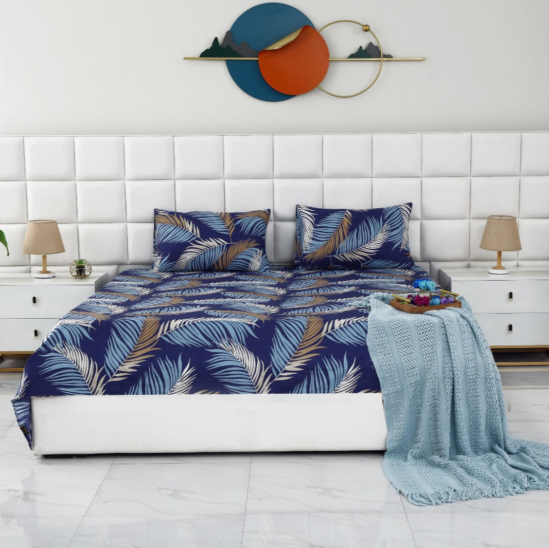 3 PCs Double Bed Sheet-Feathers Bed Sheets Apricot