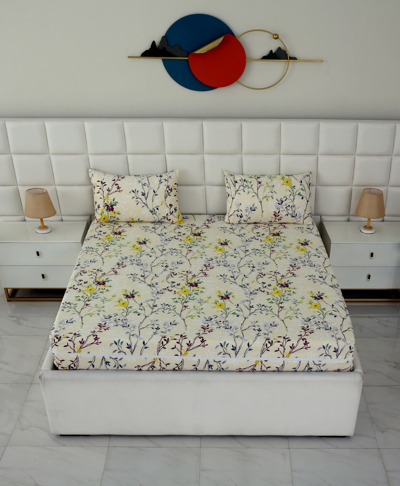Zipper Mattress Cover Printed-Lavender Fall Protectors Apricot