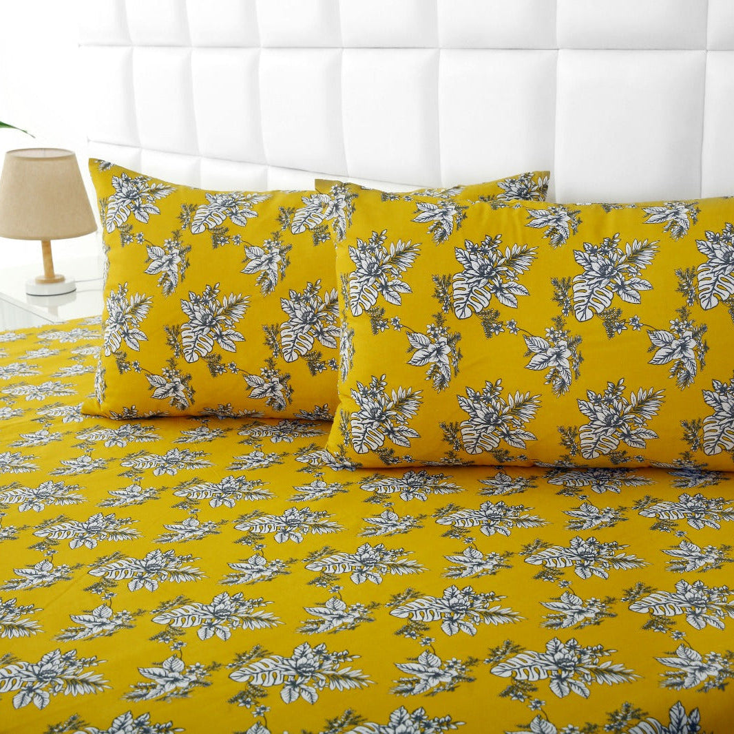Fitted Bed Sheet-Mustard Garden Fitted Sheets Apricot