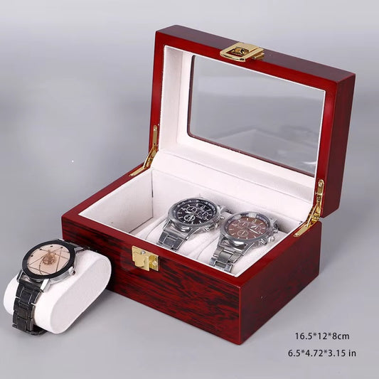 3 Slots Rose Wood Watch Organizer-SA2408-287 Watch box Apricot