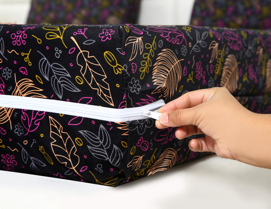 Zipper Mattress Cover Printed-Black Lilly Protectors Apricot