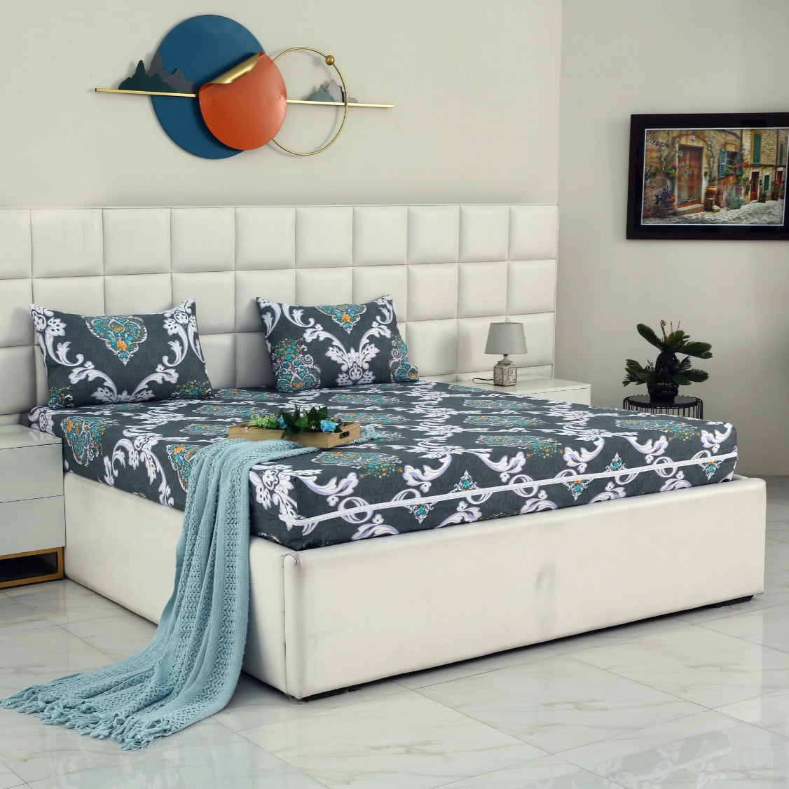 Fitted Bed Sheet-Medallion Gold Fitted Sheets Apricot