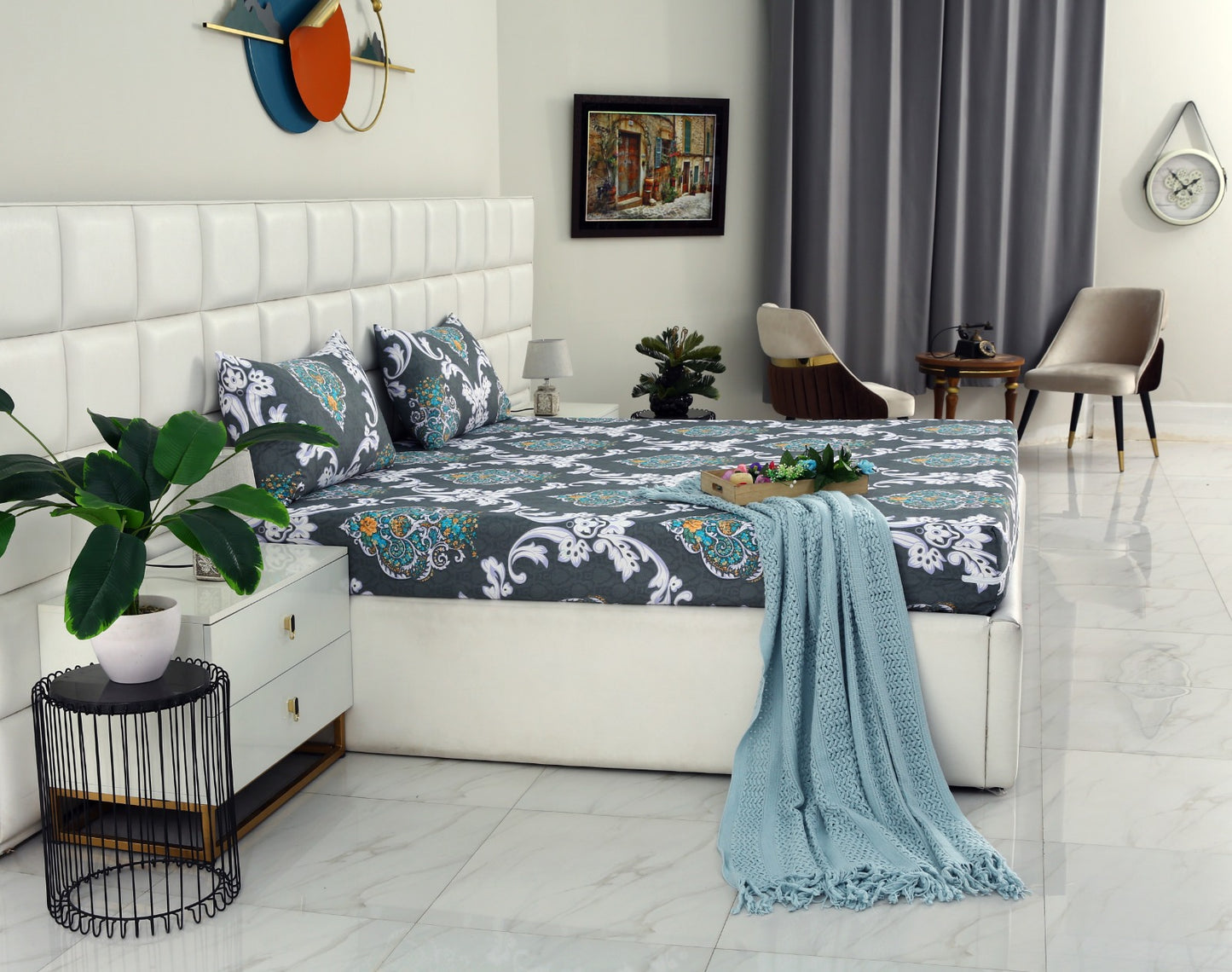 Fitted Bed Sheet-Medallion Gold Fitted Sheets Apricot