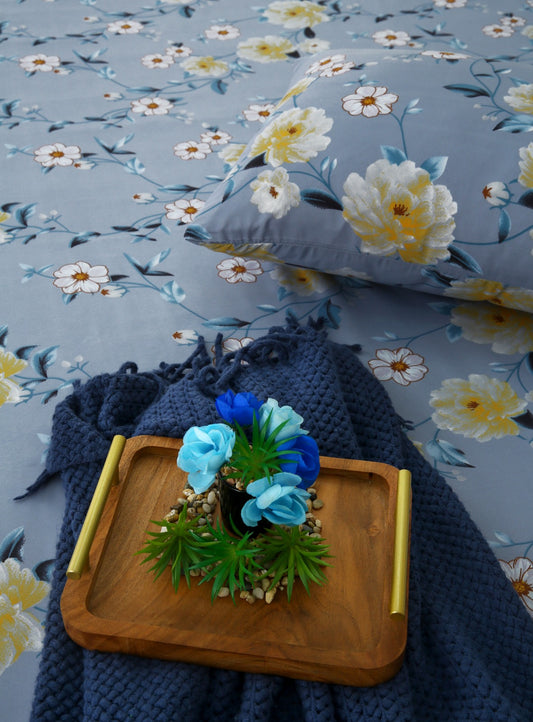 Fitted Bed Sheet-Iceberg Flower