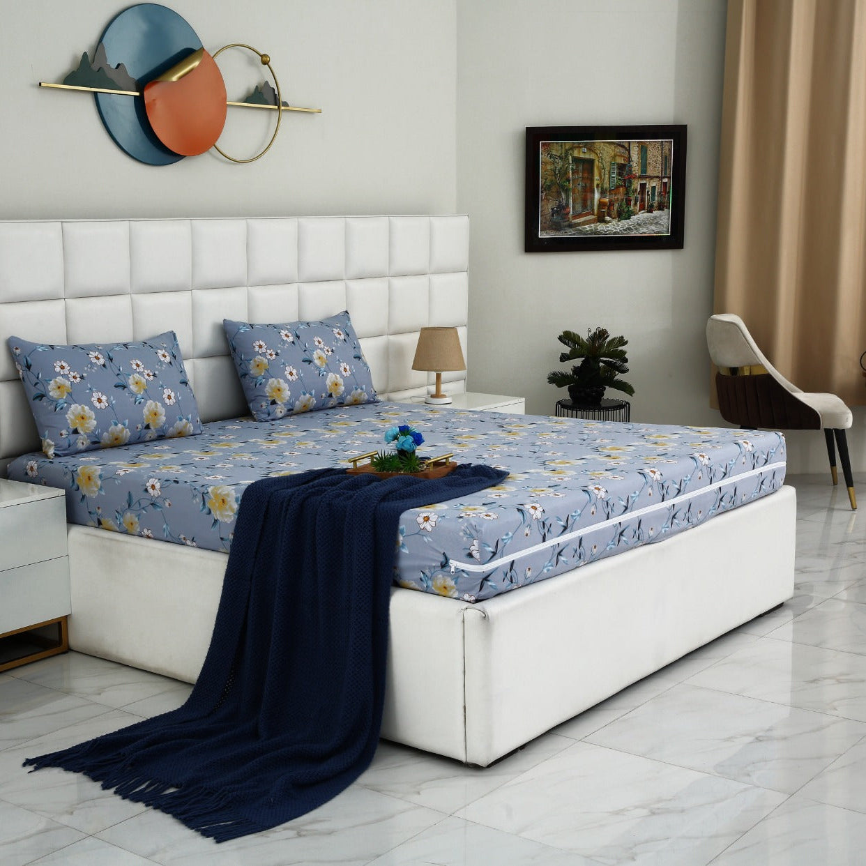 Fitted Bed Sheet-IceBerg Flower Fitted Sheets Apricot