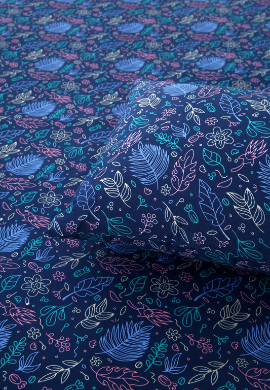 2Pcs Single Bed Sheet- Blue Lilly single bed sheet Apricot