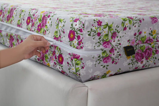 Zipper Mattress Cover Printed-Sweet Pea Protectors Apricot