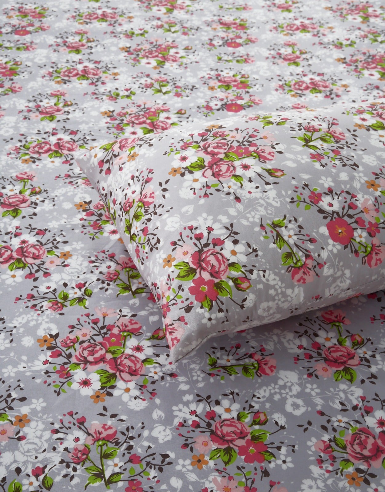 2Pcs Single Bed Sheet-Morning Glory single bed sheet Apricot