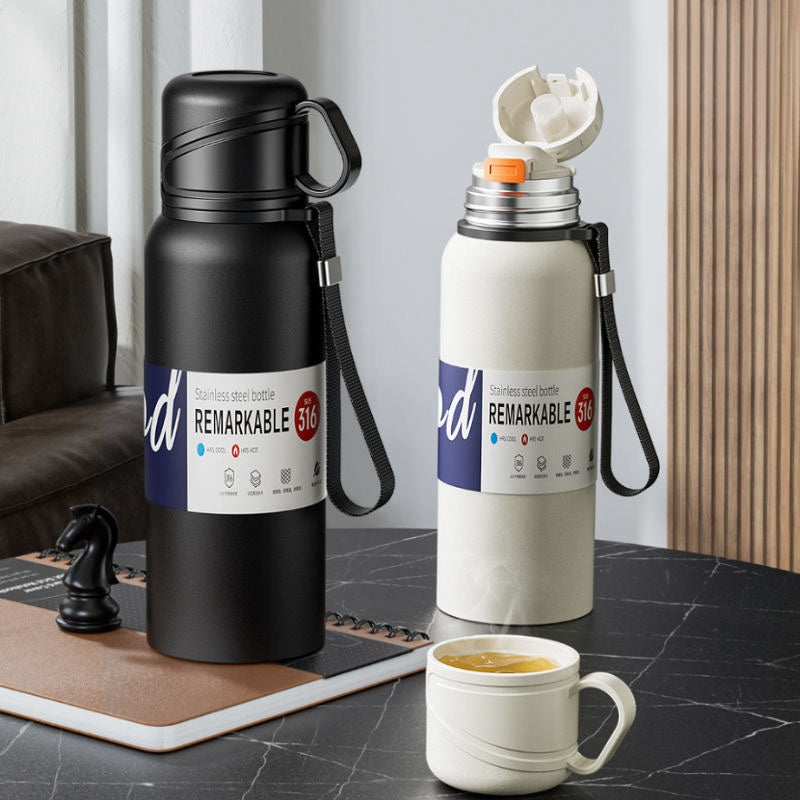 Double Wall Insulated Thermos(SA2408-164)-Black Apricot