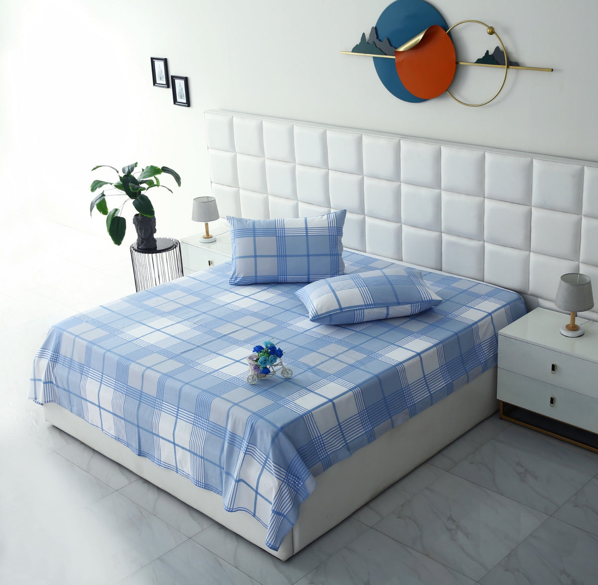 3 PCs Double Bed Sheet-DB344 Bed Sheets Apricot