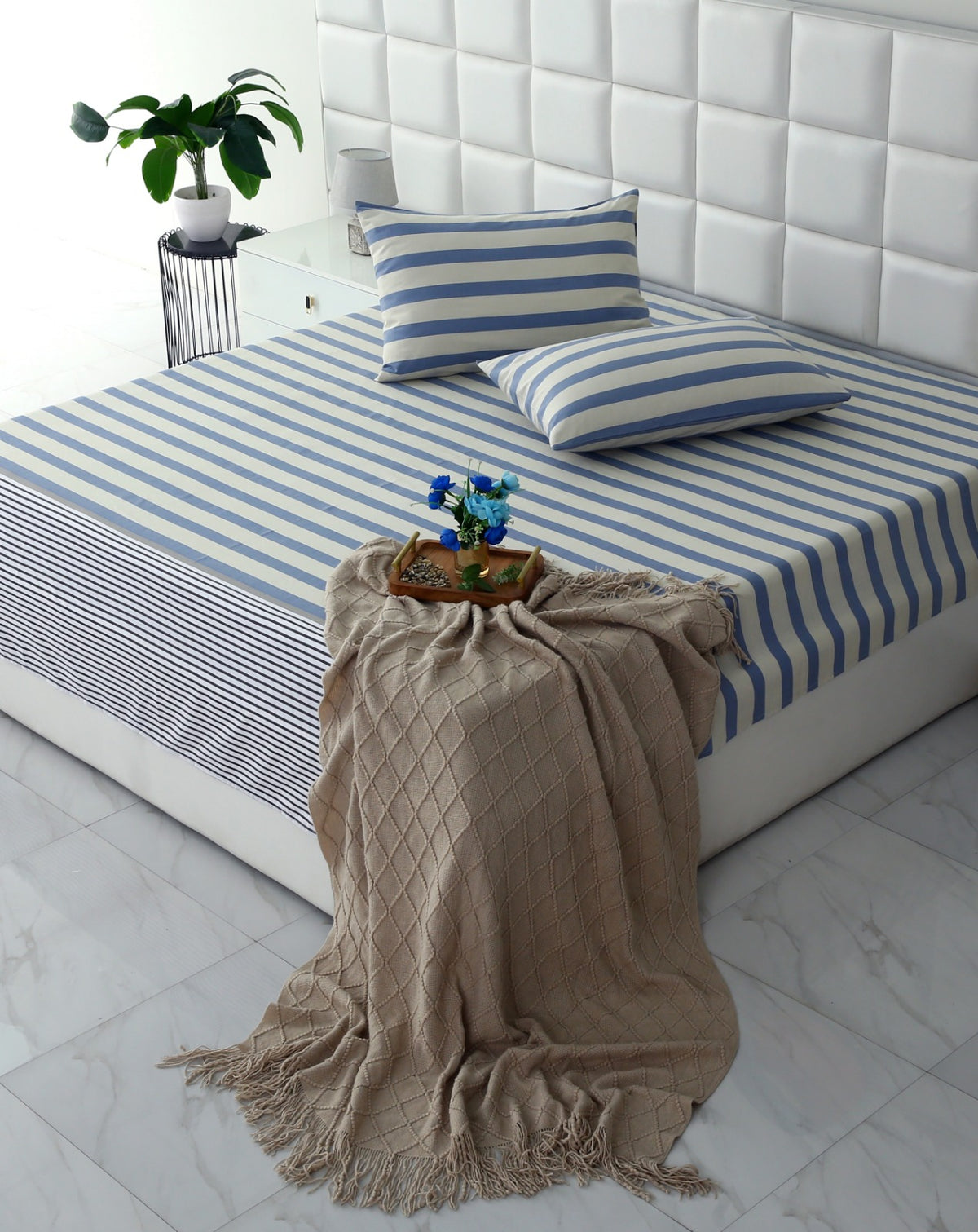 3 PCs Double Bed Sheet-DB343 Bed Sheets Apricot