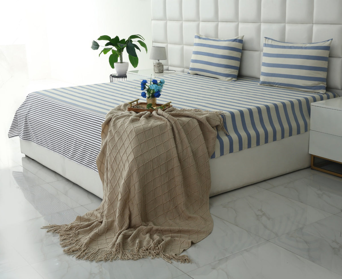 3 PCs Double Bed Sheet-DB343 Bed Sheets Apricot