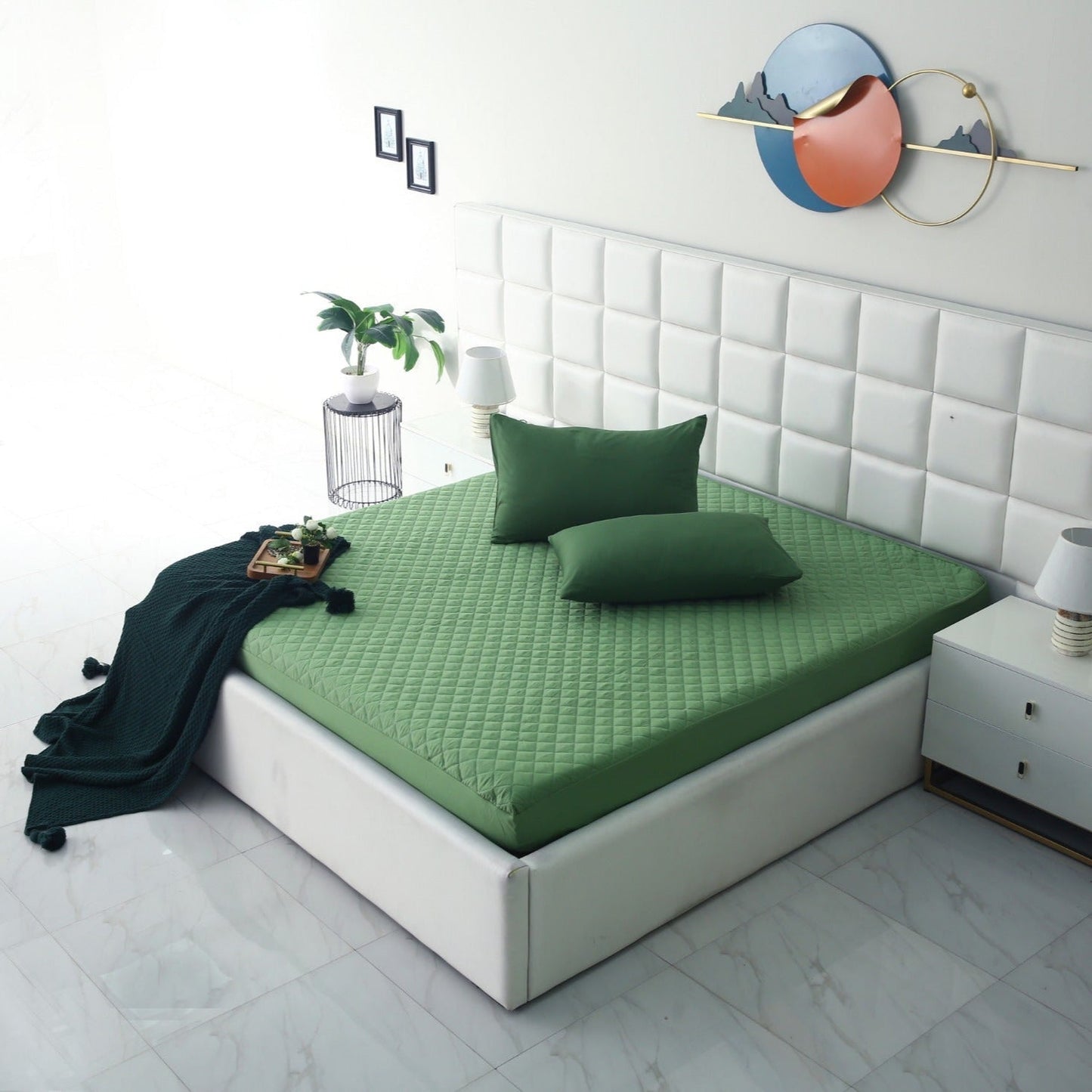 Quilted Waterproof Mattress Protector-Green Protectors Apricot