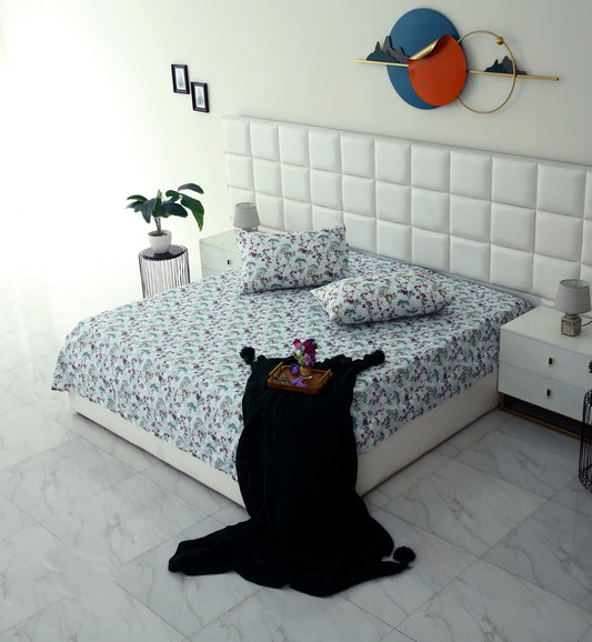 3 PCs Double Bed Sheet -Foxtail BED SHEET Apricot