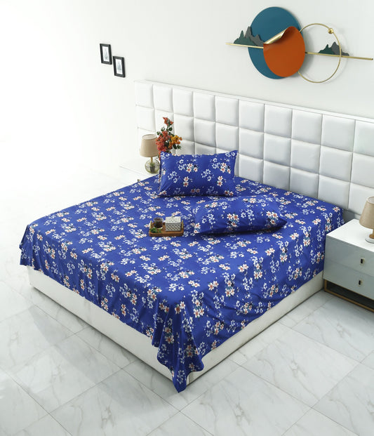 3 PCs Double Bed Sheet-Phlox Bed Sheets Apricot