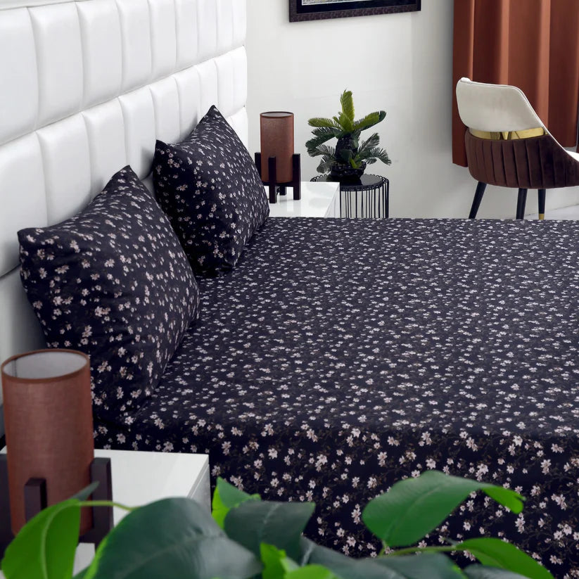 2Pcs Single Bed Sheet-White Jazmin single bed sheet Apricot