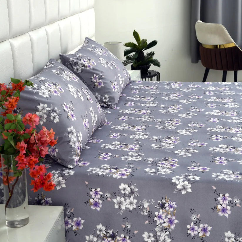 2Pcs Single Bed Sheet-White Rose single bed sheet Apricot