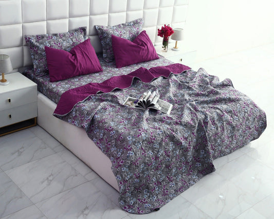 6 PCs Printed Bed Spread Set-Spring Flowers Bed Spread Apricot