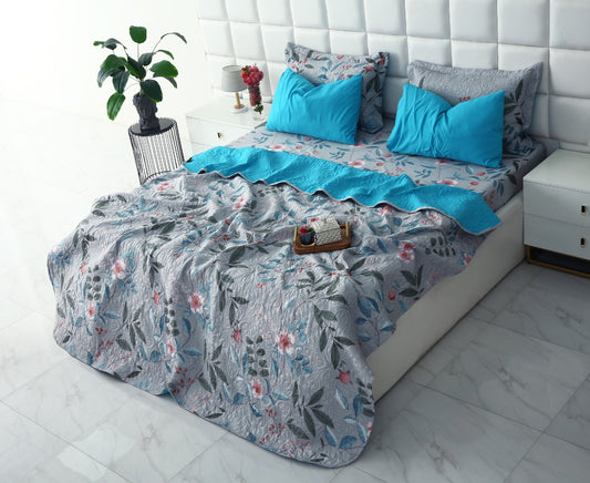 6 PCs Printed Bed Spread Set-Petunia Bed Spread Apricot