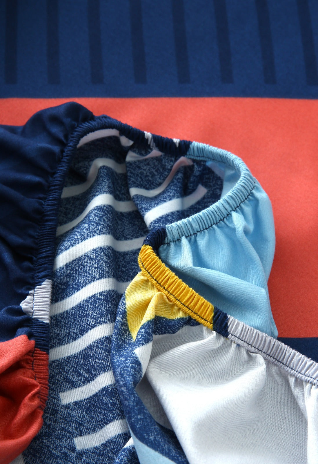 Fitted Bed Sheet-Zig Zag Rainbow Fitted Sheets Apricot