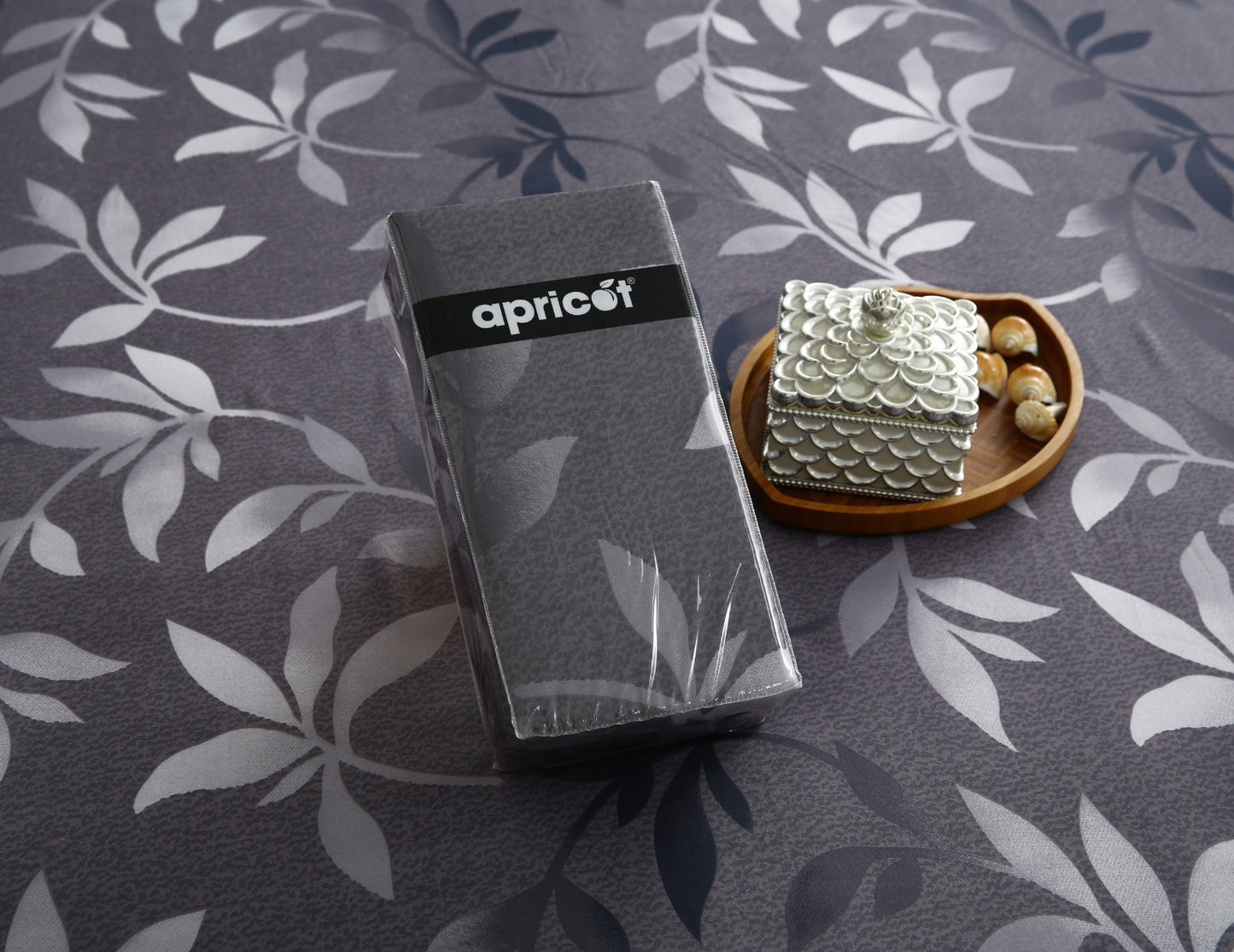 Fitted Bed Sheet-Grey Leaf Fitted Sheets Apricot