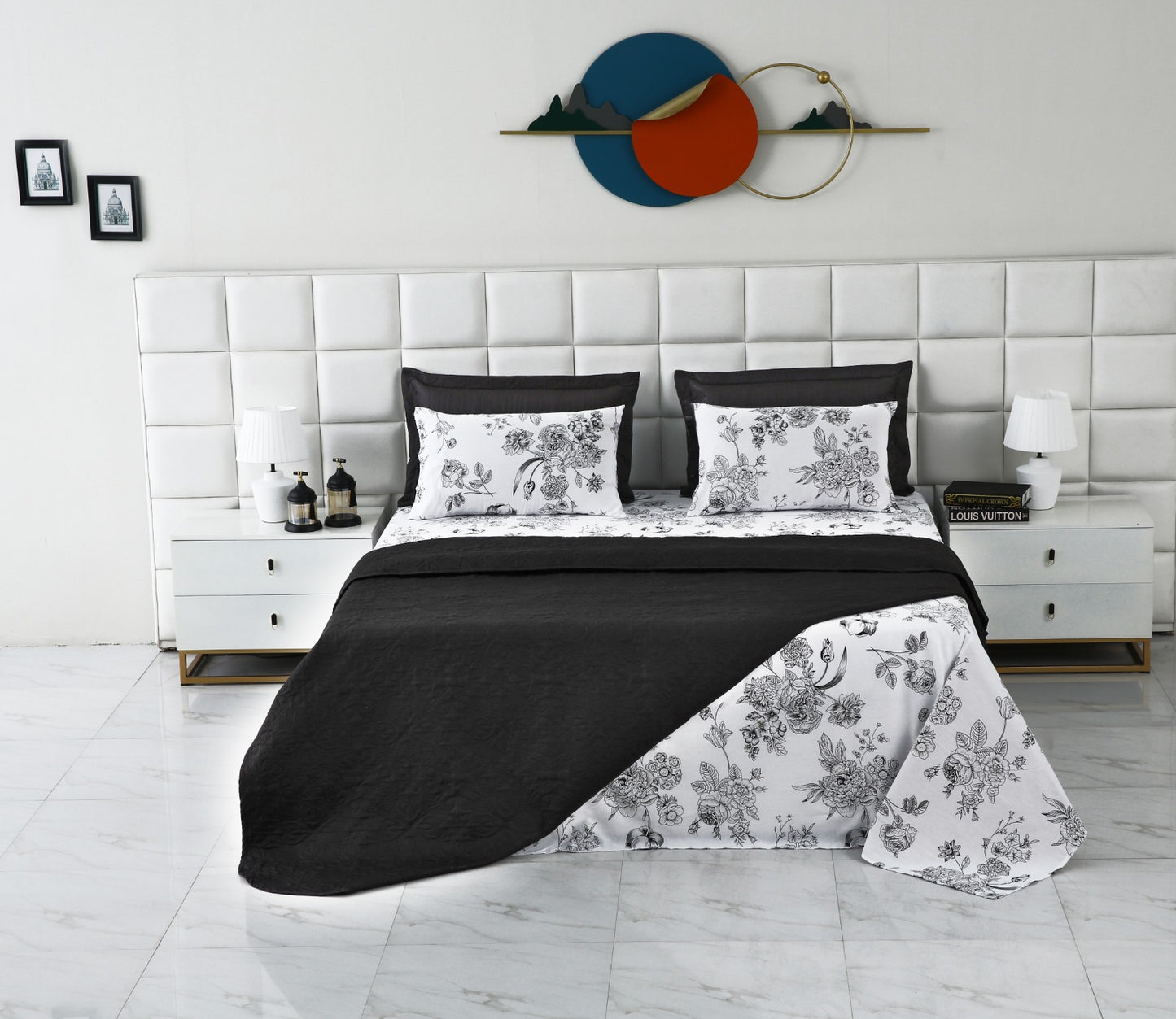 6 PCs Dyed Bed Spread Set-Onyx Shadow Bed Spread Apricot