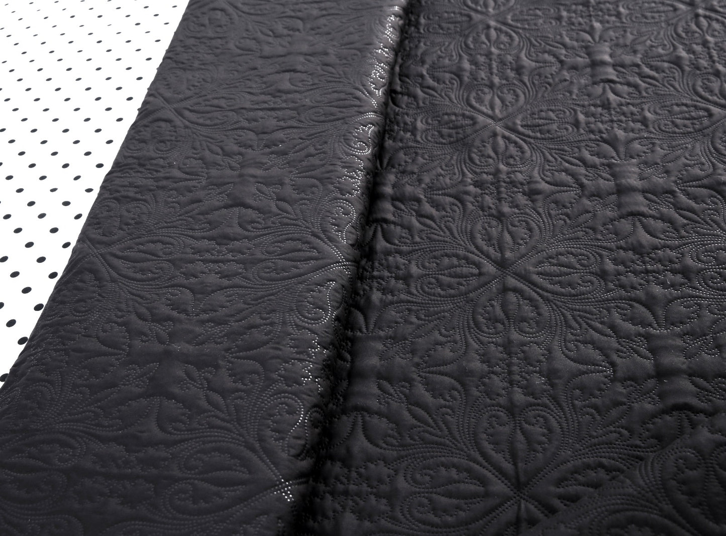 6 PCs Dyed Bed Spread Set-Black Bold Polka Bed Spread Apricot