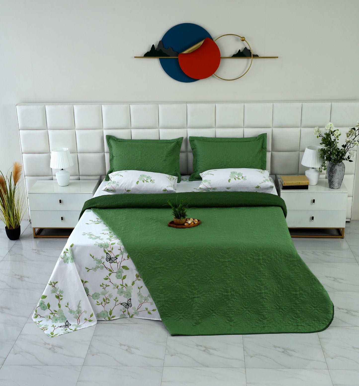 6 PCs Dyed Bed Spread Set-Ombre Bed Spread Apricot