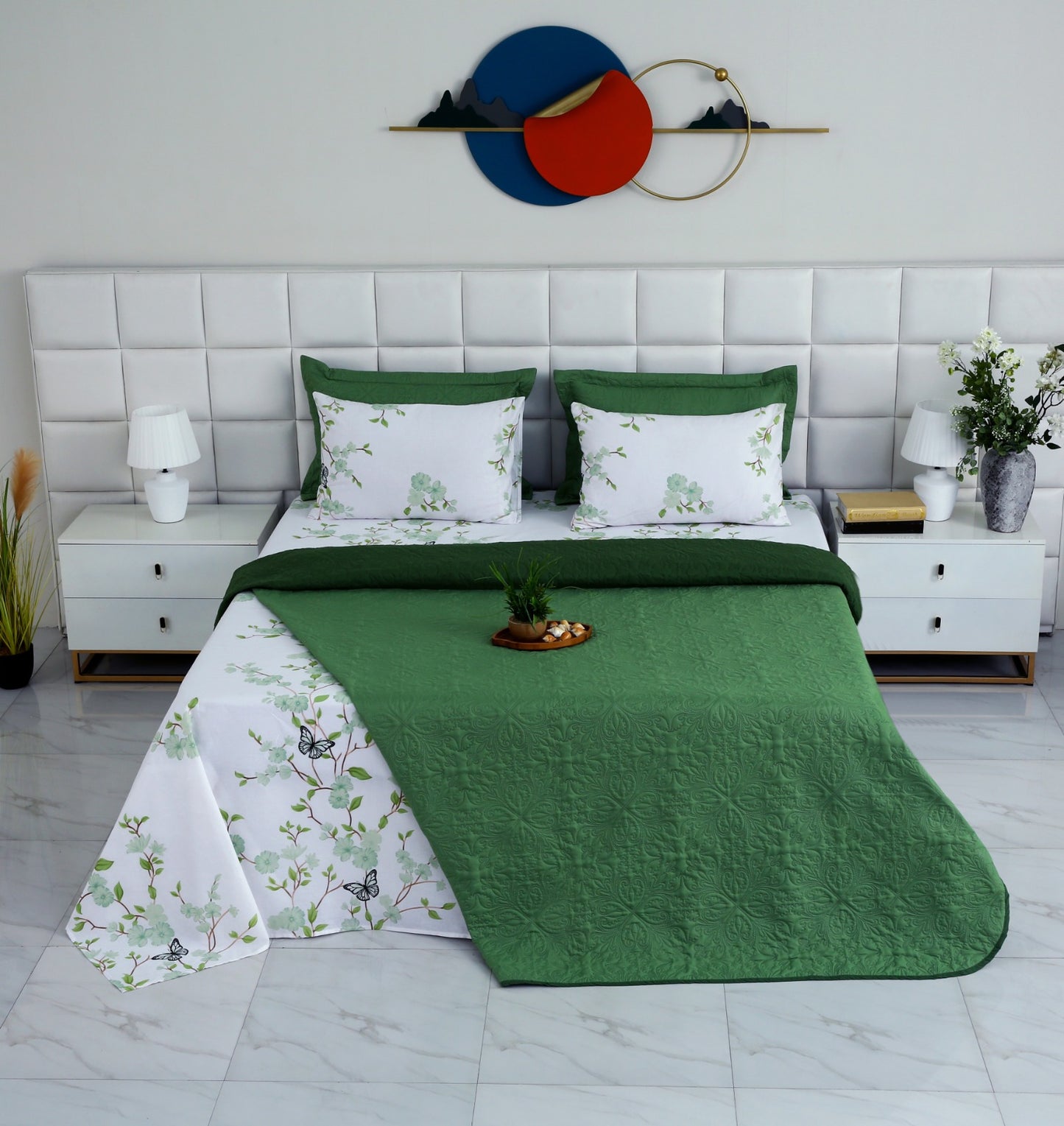 6 PCs Dyed Bed Spread Set-Ombre Bed Spread Apricot