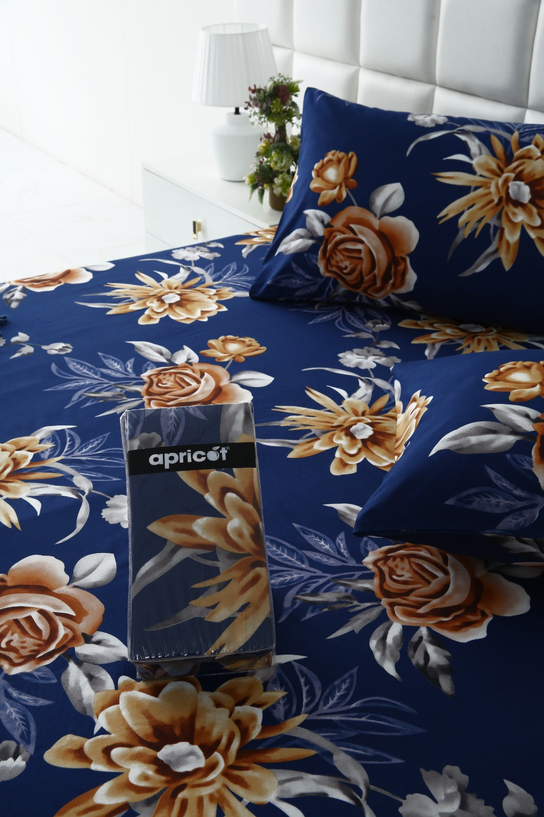 Fitted Bed Sheet-Ethnic Flowers Fitted Sheets Apricot