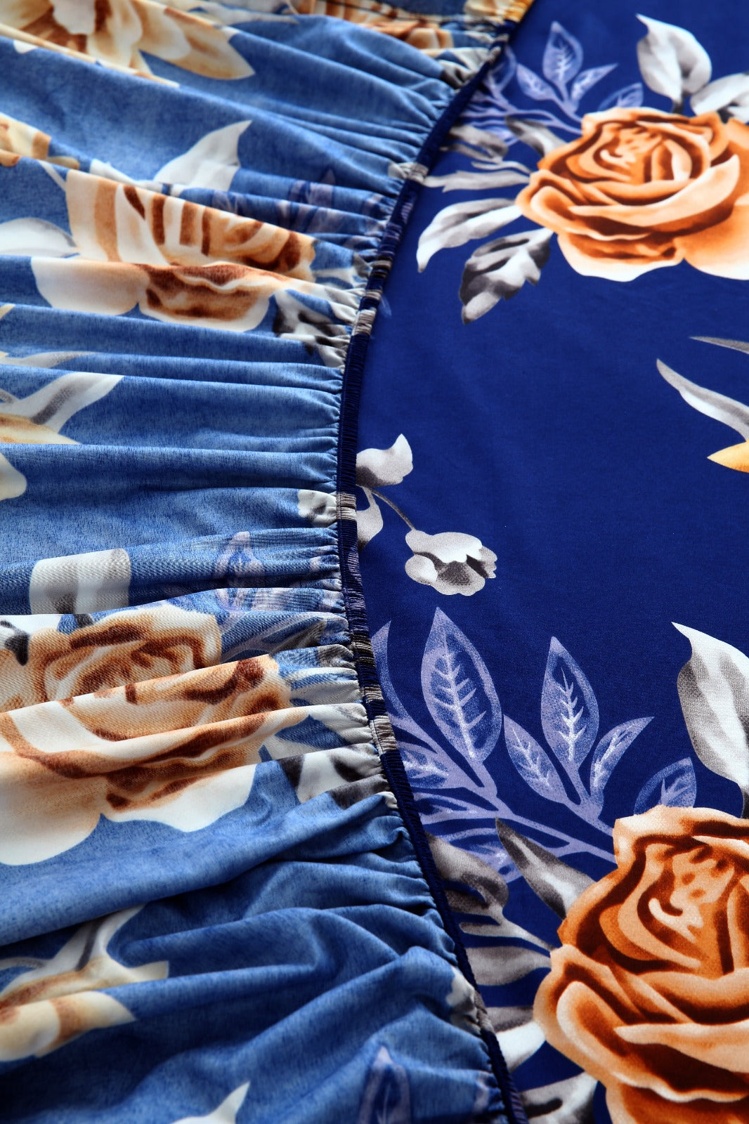 Fitted Bed Sheet-Ethnic Flowers Fitted Sheets Apricot