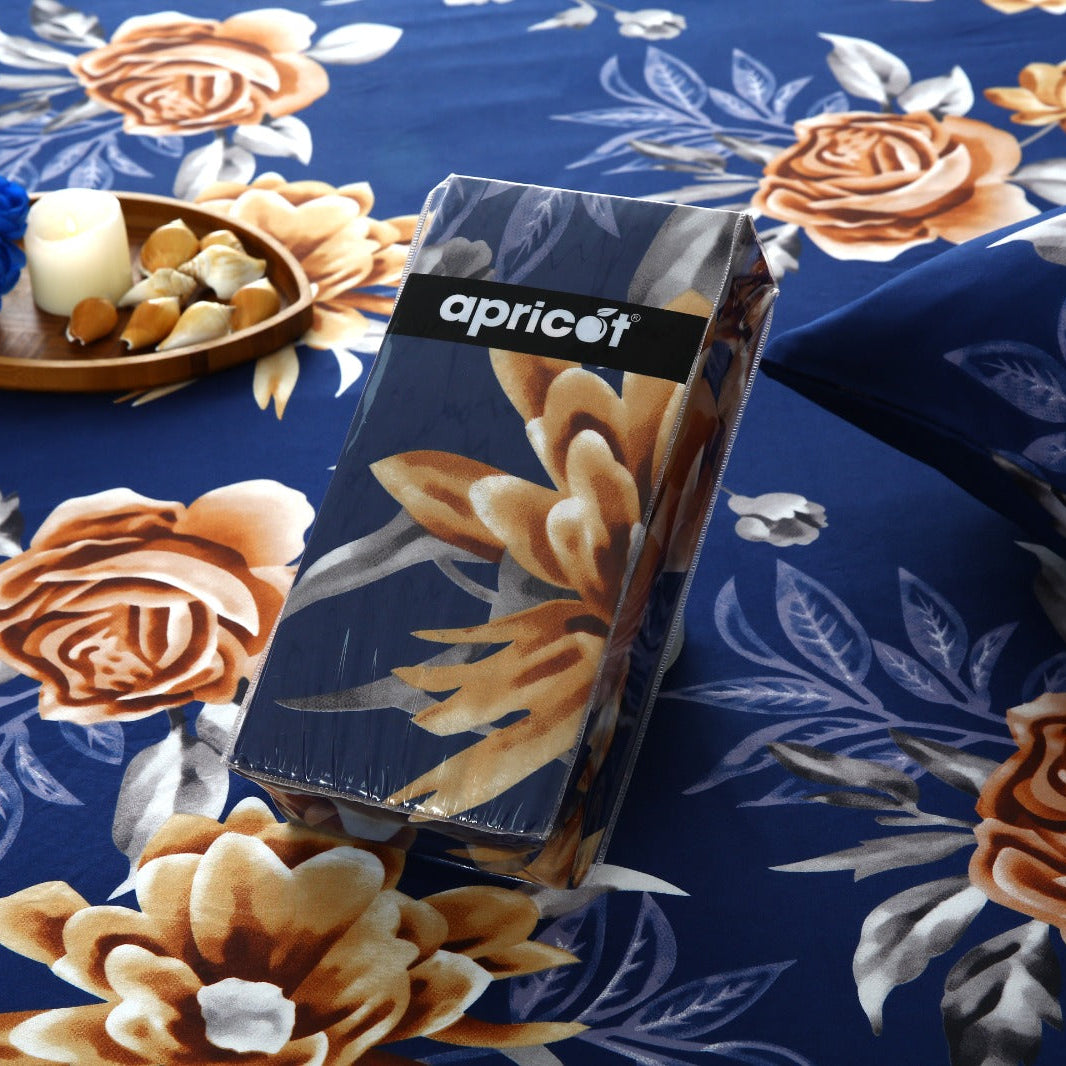Fitted Bed Sheet-Ethnic Flowers Fitted Sheets Apricot