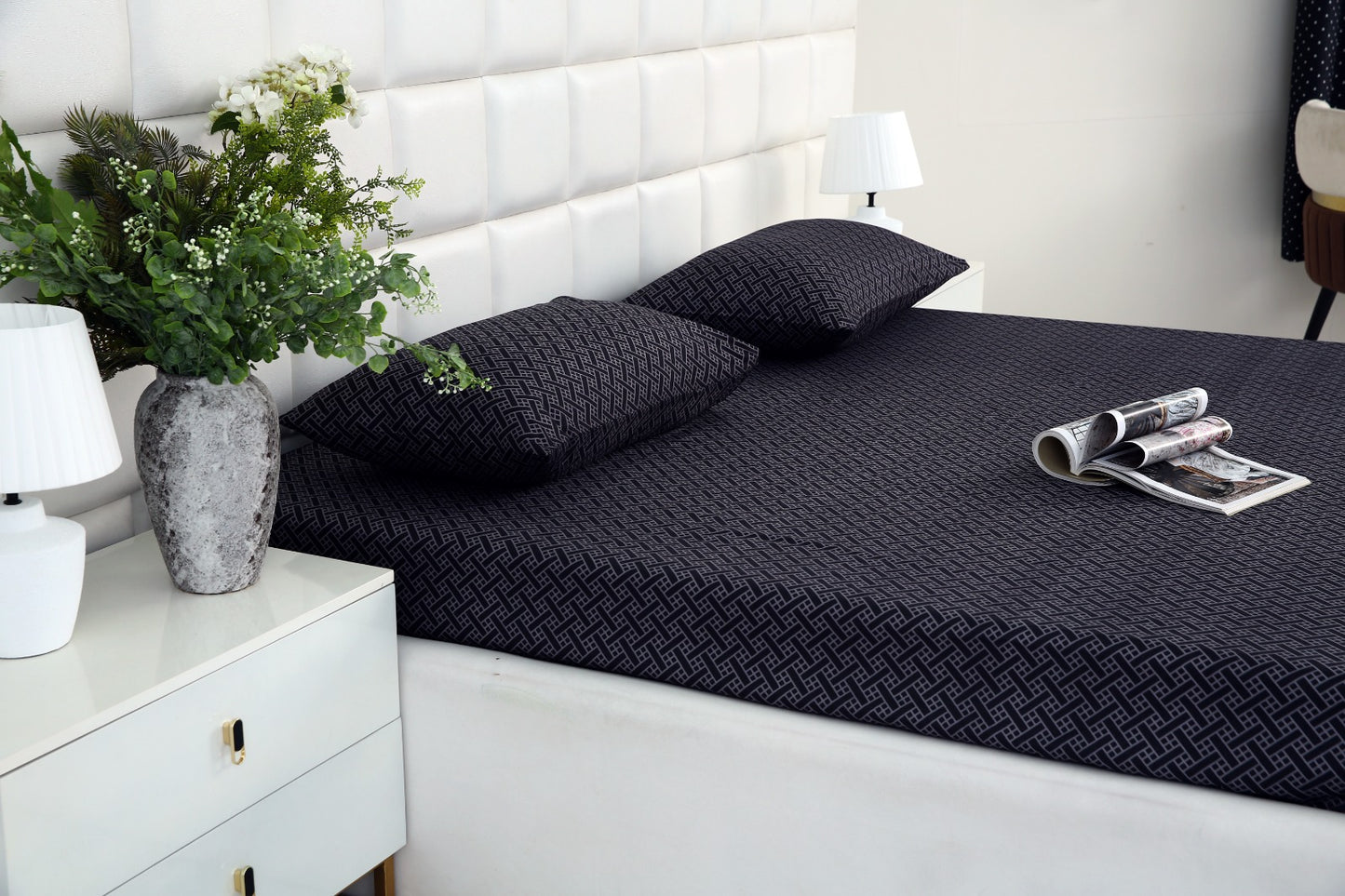 Fitted Bed Sheet-Plaid Fitted Sheets Apricot