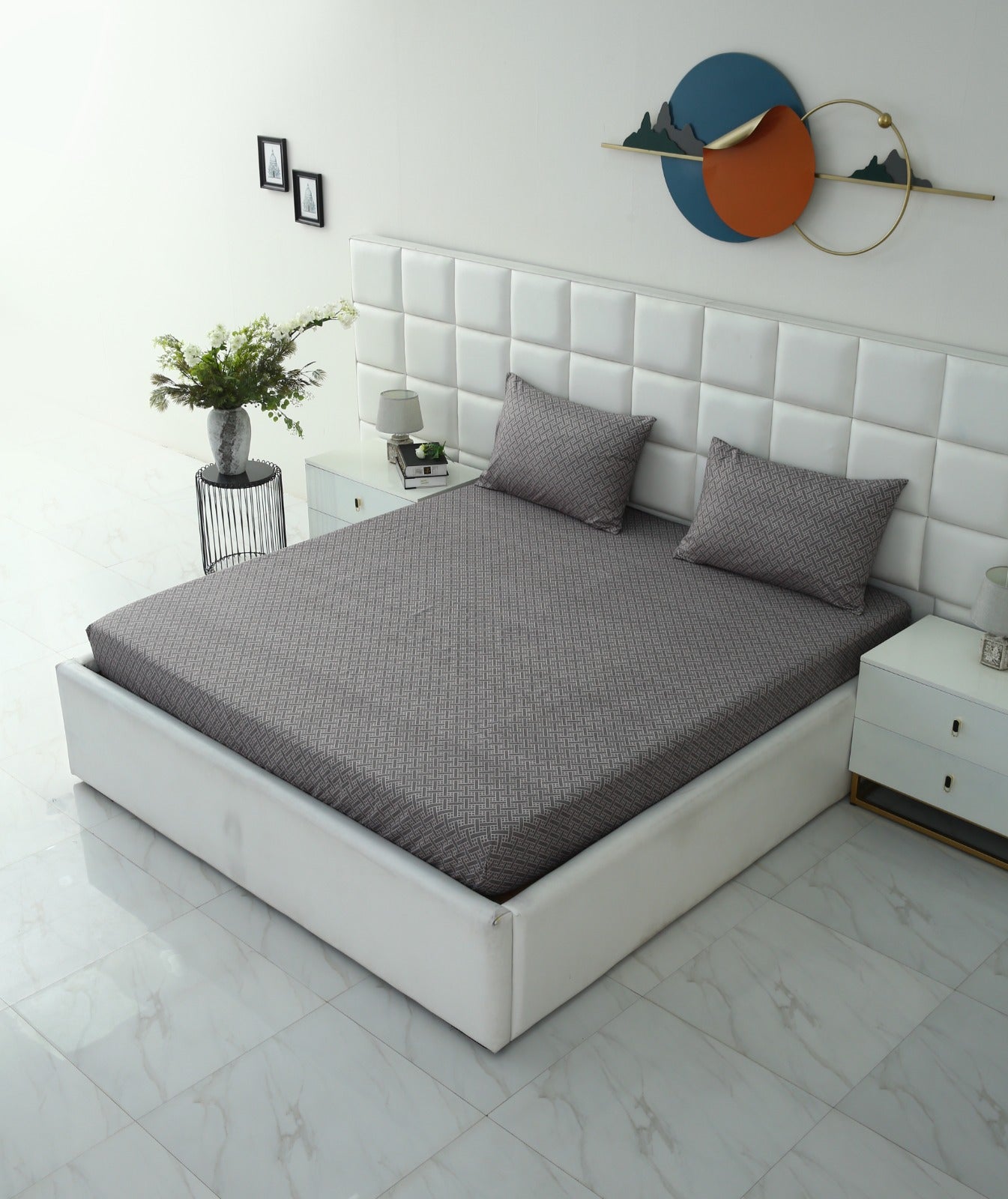 Fitted Bed Sheet-Light Plaid Fitted Sheets Apricot