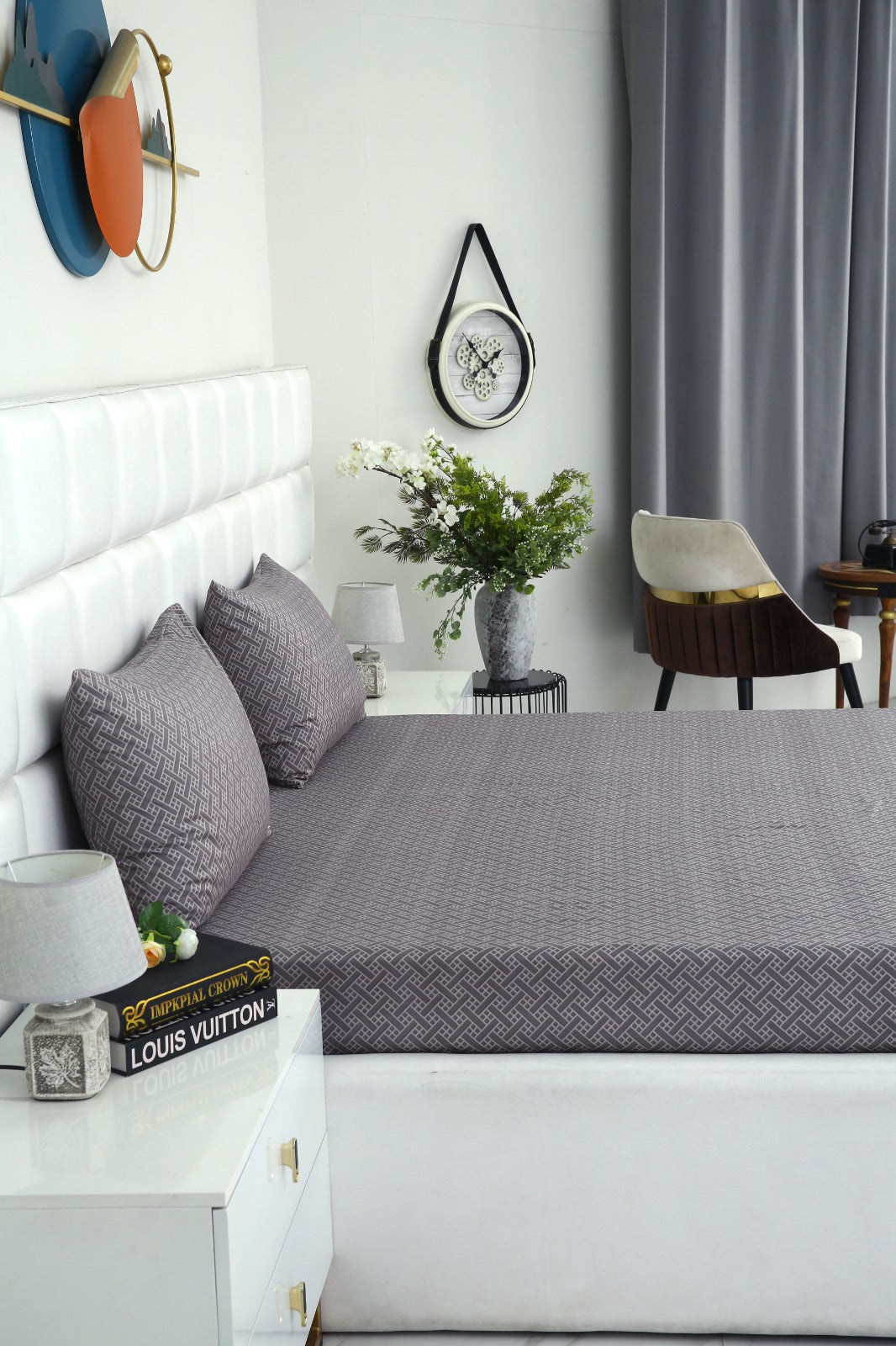 Fitted Bed Sheet-Light Plaid Fitted Sheets Apricot