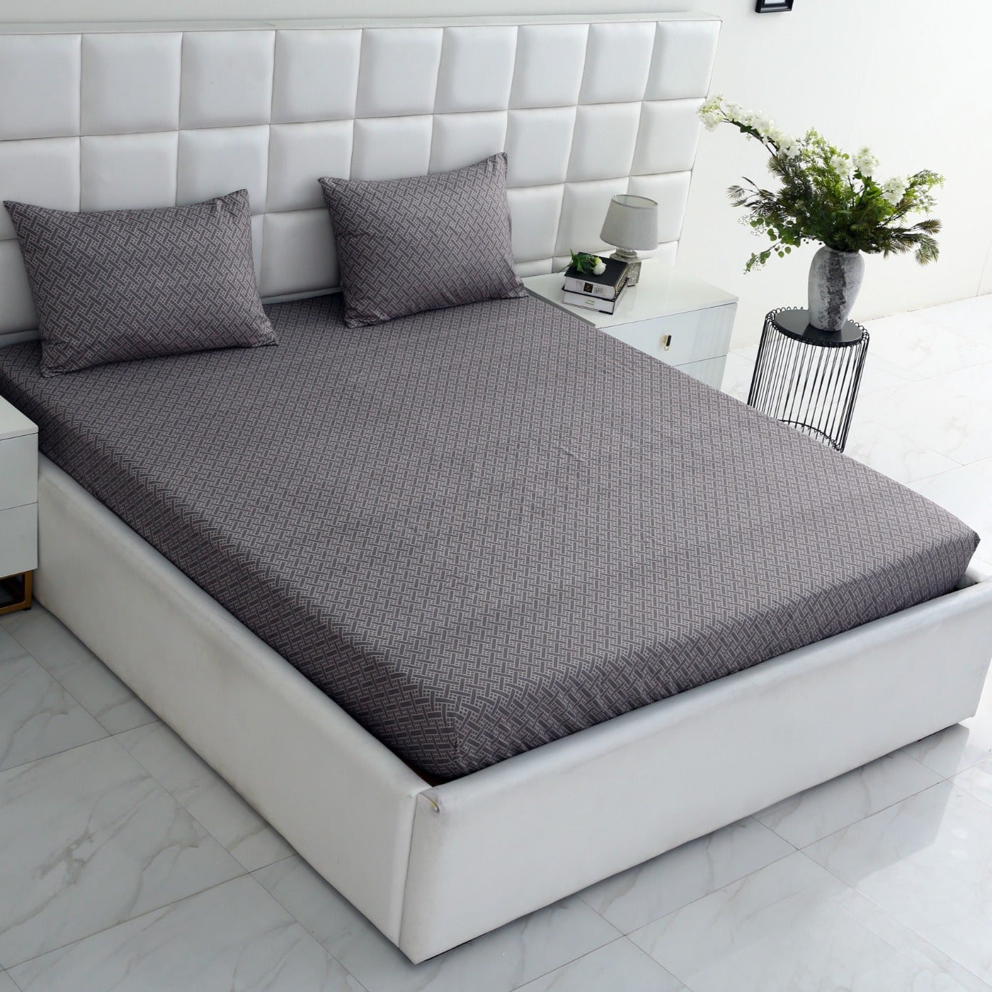 Fitted Bed Sheet-Light Plaid Fitted Sheets Apricot